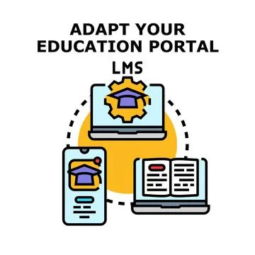 Adapting learning management system for multi device digital education Illustrazione stock