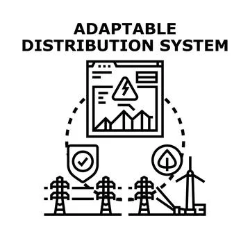 Adapting power distribution system with renewable energy management Stock Illustration