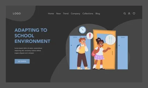 Adapting to school environment. Flat vector illustration 스톡 일러스트