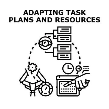 Adapting task plans and resources for efficient management Stock Illustration