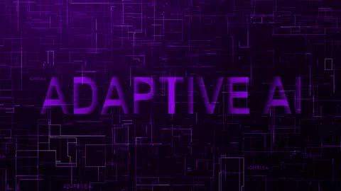 Adaptive Ai text technology data line purple color 库存插图
