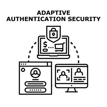 Adaptive authentication security concept protecting online transactions Stock Illustration