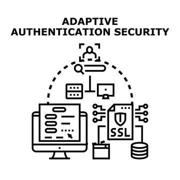 Adaptive authentication security system protecting digital access Stock Illustration