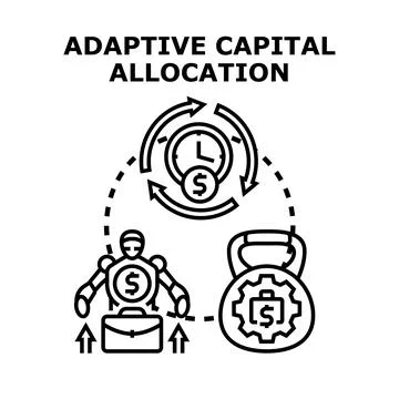 Adaptive capital allocation system with robot adjusting resources Stock Illustration