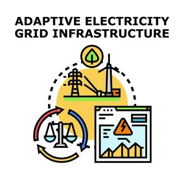 Adaptive electricity grid infrastructure for smart energy management Stock Illustration