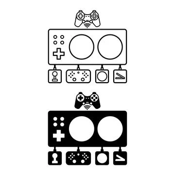 Adaptive Gaming Controller Icons. Line and Glyph Vector Illustrations. Assi.. Stock Illustration