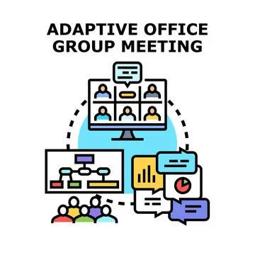 Adaptive hybrid office meeting with virtual collaboration Stock Illustration