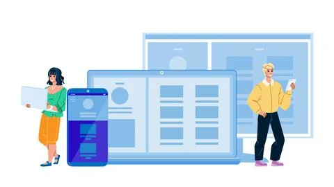 Adaptive Interface Developing Programmers Vector Stock Illustration