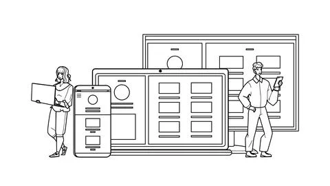 Adaptive Interface Developing Programmers Vector Stock-Illustration