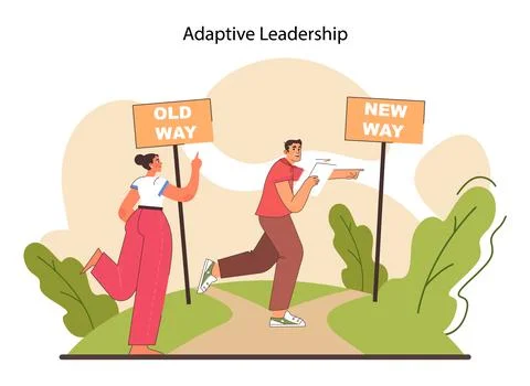Adaptive leadership' skill. Adaptability and flexibility in decision making Stock Illustration