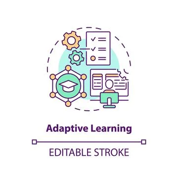 Adaptive learning in AI education concept icon Stock Illustration