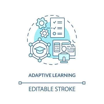 Adaptive learning in AI education concept editable icon イラスト素材