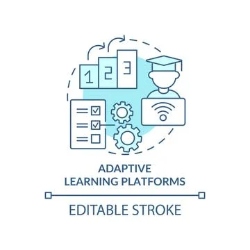 Adaptive learning platforms blue concept icon 스톡 일러스트