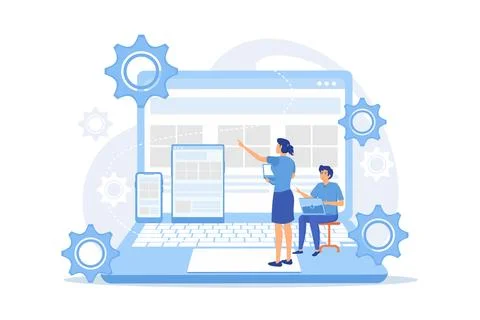 Adaptive mobile app interface, web optimization. Responsive web design, res.. Illustrazione stock