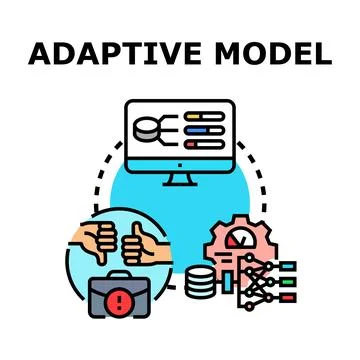 Adaptive model process adapting to new data Stock Illustration