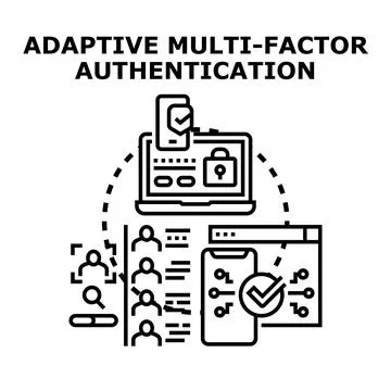 Adaptive multi factor authentication cybersecurity concept illustration イラスト素材