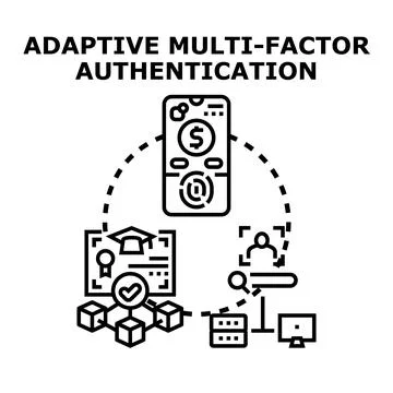 Adaptive multi factor authentication for data security access Stock Illustration