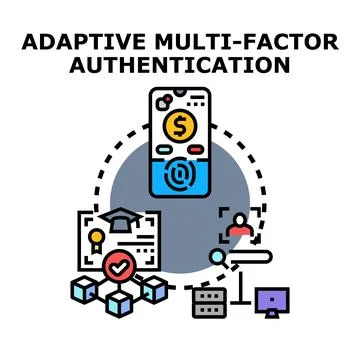 Adaptive multi factor authentication for data security access Stock Illustration