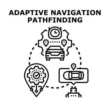 Adaptive navigation pathfinding for autonomous driving Stock Illustration