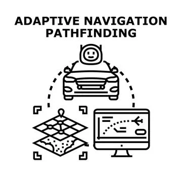 Adaptive navigation pathfinding concept for smart driving Stock Illustration