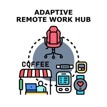 Adaptive remote work hub concept for flexible working Stock Illustration