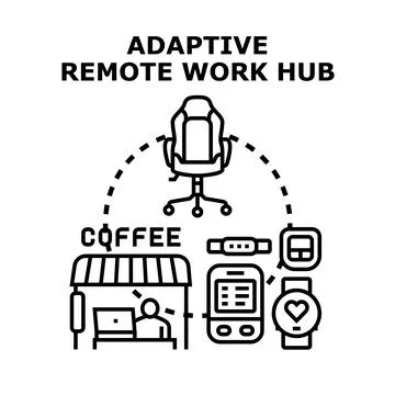 Adaptive remote work hub concept for flexible working Stock Illustration