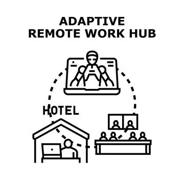 Adaptive remote work hub connecting remote and hybrid teams Stock Illustration