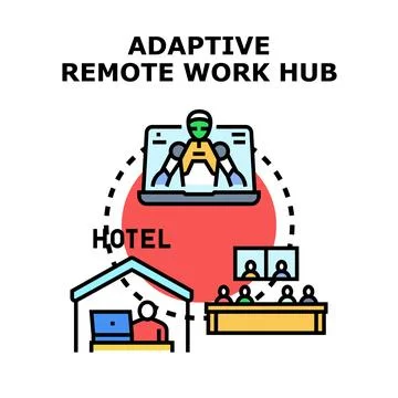 Adaptive remote work hub connecting remote and hybrid teams Ilustração Stock