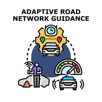 Adaptive road network guidance concept for intelligent smart transportation.. Stock Illustration