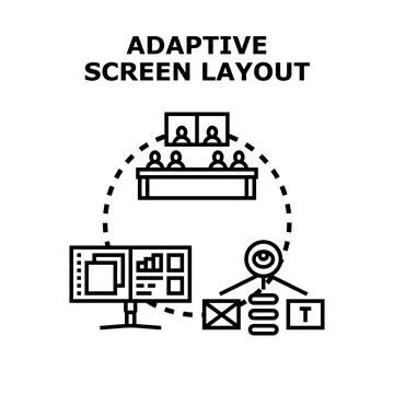 Adaptive screen layout technology developing user interface design Ilustração Stock