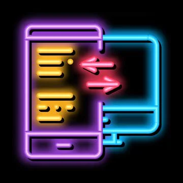 Adaptive site for computer screen and phone neon glow icon illustration Illustrazione stock
