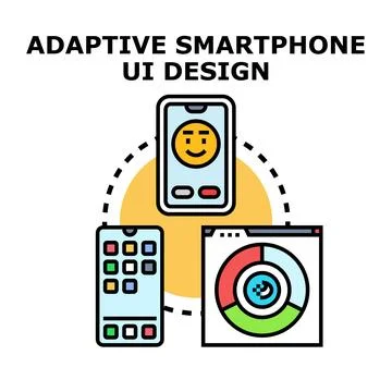 Adaptive smartphone ui design concept for various screen layouts Stock Illustration