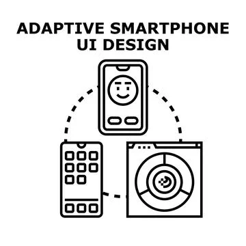 Adaptive smartphone ui design concept for various screen layouts Ilustração Stock