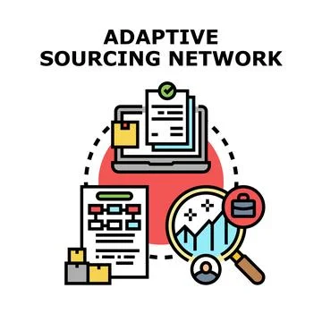 Adaptive sourcing network for business optimization concept Illustrazione stock