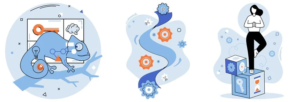 Adaptive Strategies for Problem Solving and Resilience 스톡 일러스트