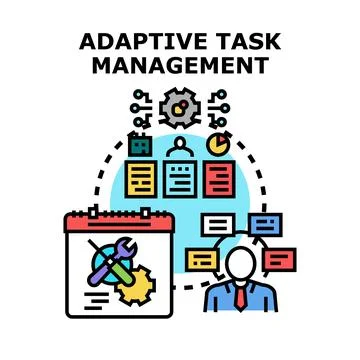 Adaptive task management system planning and execution Stock Illustration