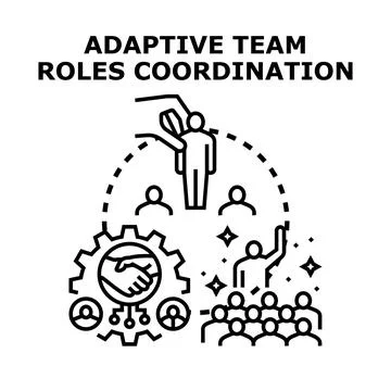 Adaptive team roles coordination concept illustration Stock Illustration