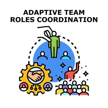 Adaptive team roles coordination concept illustration Stock Illustration