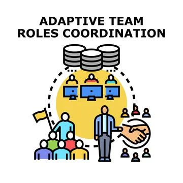 Adaptive team roles coordination managing project development Stock Illustration
