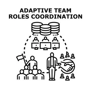 Adaptive team roles coordination managing project development Stock Illustration