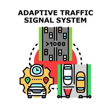 Adaptive traffic signal system managing urban mobility Stock Illustration