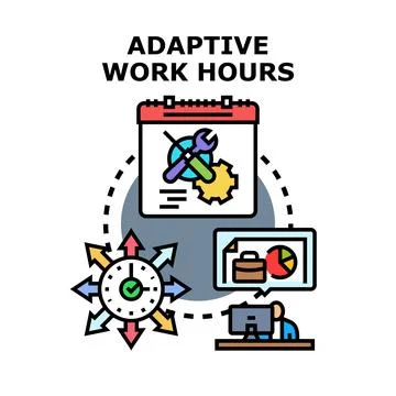 Adaptive work hours concept for flexible scheduling Stock Illustration