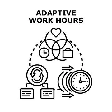 Adaptive work hours concept for flexible scheduling Stock Illustration