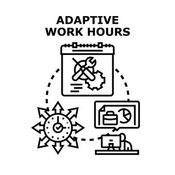 Adaptive work hours concept for flexible scheduling Stock Illustration