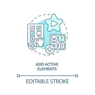 Add active elements turquoise concept icon Illustrazione stock