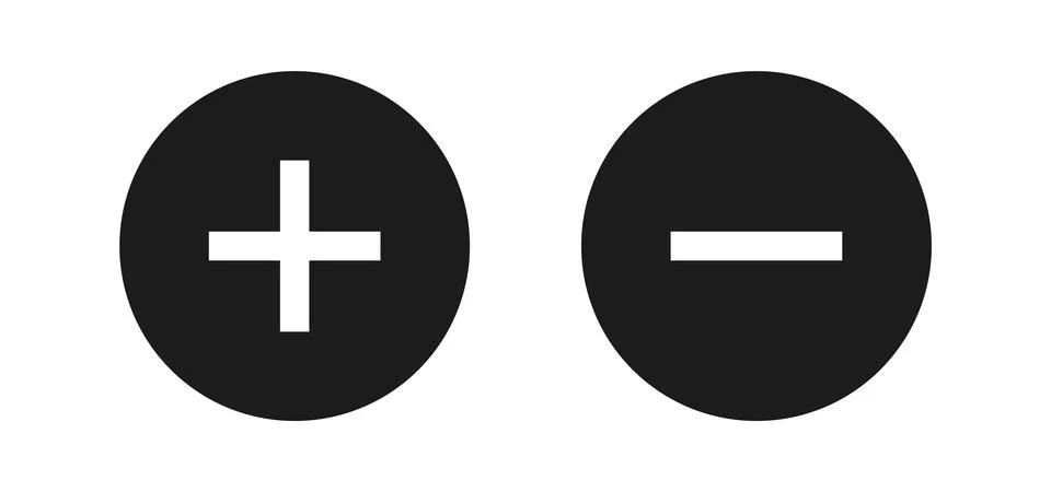 Add and remove round button icons. Plus minus circular web icon Stock Illustration