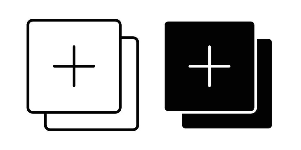 Add apps icon. Outline, flat icons Illustrazione stock