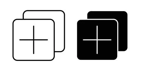 Add apps icon symbol, outline icons Stock Illustration
