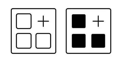 Add apps icon symbol. Vector illustration pack in black color. Stock Illustration