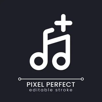Add audio pixel perfect white linear ui icon for dark theme Illustration